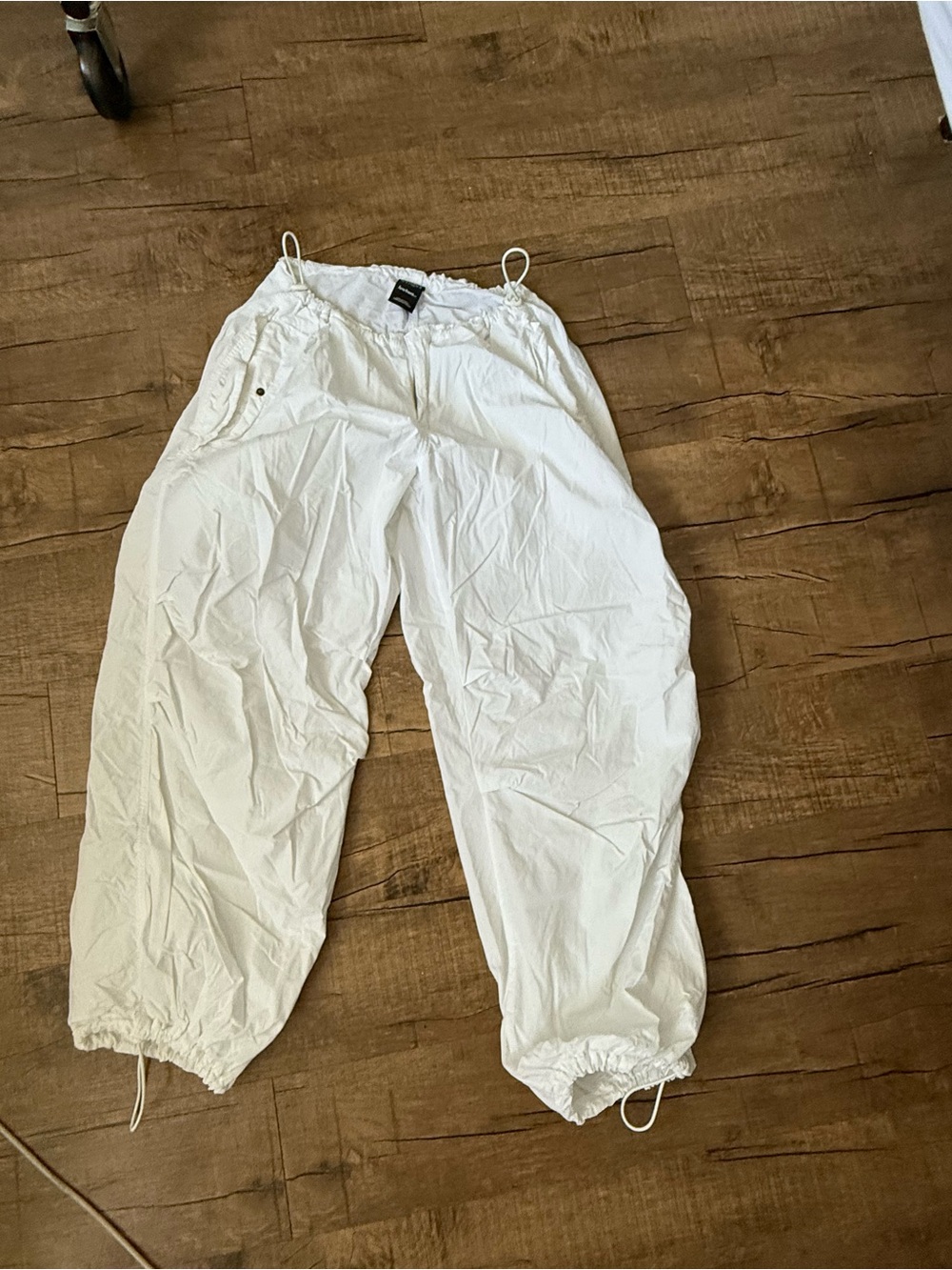 Iets Frans White Drawstring parachute Cargo Pants for Women